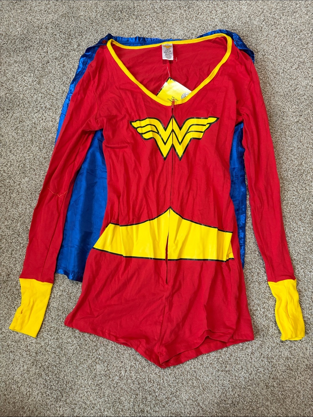 DC Girls Red & Yellow Wonder Woman Style Costume with Blue Cape